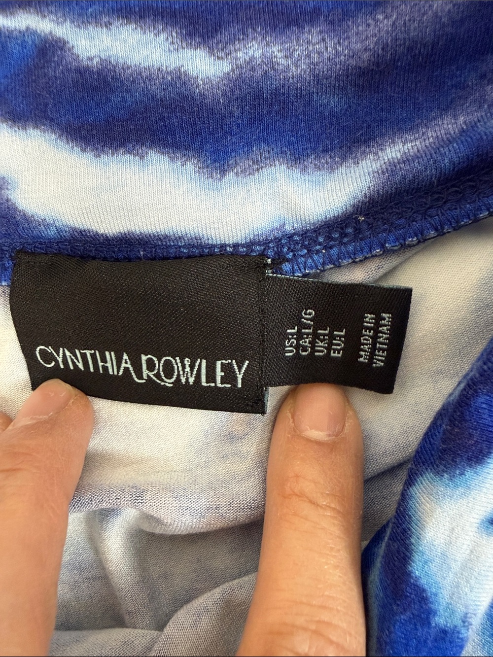 Cynthia Rowley Fold Over Blue and White Wave-Print Maxi Skirt Sz L (B5) - Picture 6 of 9